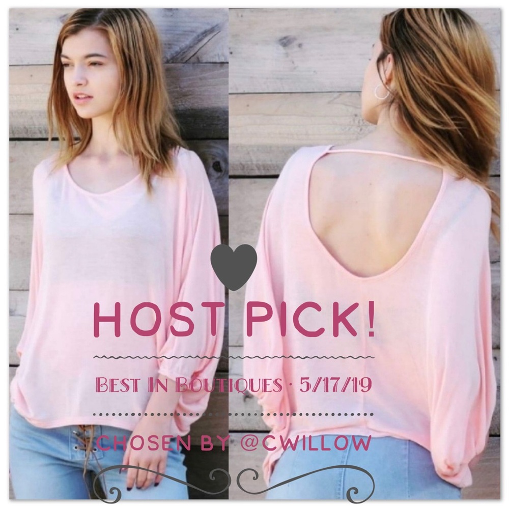 Pink Open Back Dolman Top!